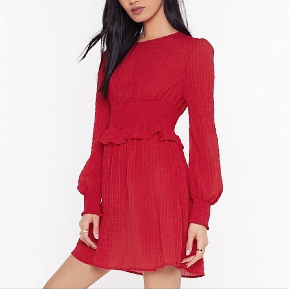 Nasty Gal Red Peasant Dress